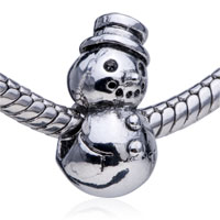 European Beads - chic snowman silver plated european beads Image.