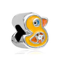 European Beads - funny duck silver plated beads charms bracelets Image.