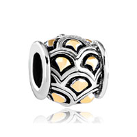 European Beads - golden shell shaped bulge two tone plated european beads Image.
