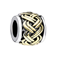 European Beads - golden celtic claddagh irish weave fit all brands two tone plated beads charms bracelets Image.