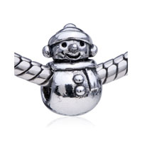 European Beads - snow man silver plated european beads Image.