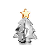 European Beads - christmas tree silver plated european beads Image.