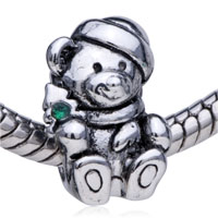 European Beads - chubby bear silver plated european beads Image.