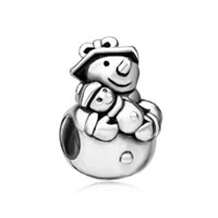 European Beads - unique snowman silver plated beads charms bracelets Image.