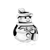 European Beads - dressed up snowman silver plated european beads Image.