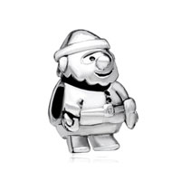 European Beads - santa claus in uniform silver plated european beads Image.