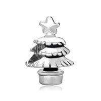 European Beads - christmas tree and gold star silver plated european beads Image.