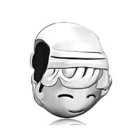 European Beads - boy in hat silver plated european beads Image.
