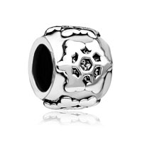 European Beads - engreved snowflake silver plated european beads Image.