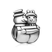 European Beads - snowman lover silver plated european beads Image.