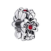 European Beads - garnet flower fit all brands silver plated beads charms bracelets Image.