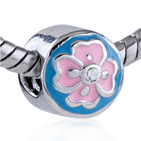 European Beads - pink and blue flower european beads Image.