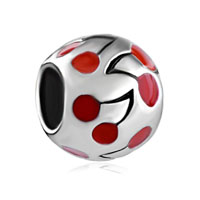 European Beads - red cherry silver plated european beads Image.