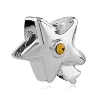 European Beads - november birthstone star silver plated crystal european beads Image.