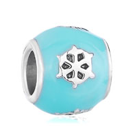 Beads - round shaped winter snowflake european beads Image.
