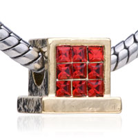European Beads - red gold plated crystal european beads Image.