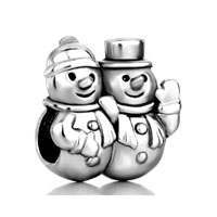 European Beads - two snowman silver plated european beads Image.