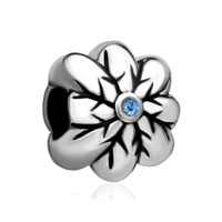 European Beads - blue flower silver plated crystal european beads Image.