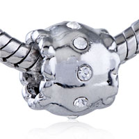 DPC2028: drum with birthstone silver plated crystal european beads Image.