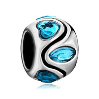 DPC2035: swarovski crystal heart fit all brands silver plated beads charms bracelets Image.