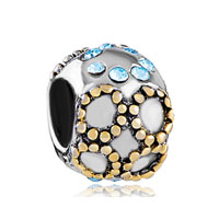 European Beads - march birthstone and golden circle two tone plated european beads Image.