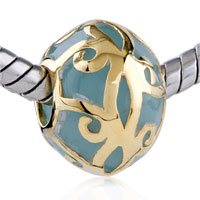 European Beads - gold tracery turquoise european beads Image.