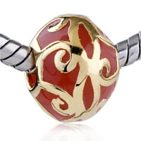 European Beads - gold tracery red european beads Image.