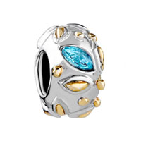 European Beads - may birthstone and golden leaf two tone plated crystal european beads Image.