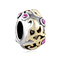 European Beads - pink golden fire two tone plated crystal european beads Image.