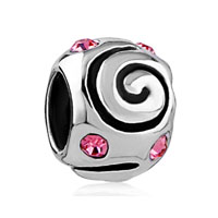 European Beads - pink spiral swirl crystal european beads Image.
