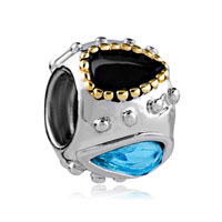 European Beads - march birthstone droplet silver plated crystal european beads Image.