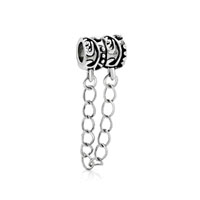 European Beads - delicate flower safty chain lock dangle european beads Image.