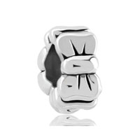 European Beads - bowknot spacer wheel silver plated beads charms bracelets Image.