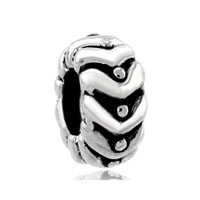 European Beads - water weave spacer wheel silver plated beads charms bracelets Image.