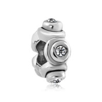 European Beads - clear crystal spacer wheel silver plated beads charms bracelets Image.