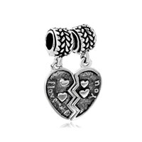 European Beads - heart shape with i love you and hearts all brands euro silver plated beads charms bracelets Image.