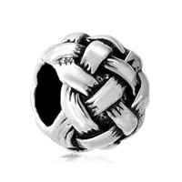 European Beads - weave silver plated beads charms bracelets Image.