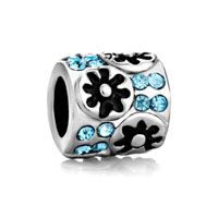 European Beads - flower with march crystal silver plated beads charms bracelets Image.
