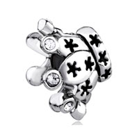 European Beads - crown with april birthstone crystal all brands silver plated beads charms bracelets Image.