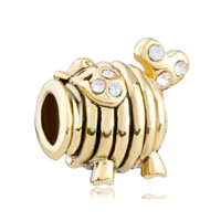 European Beads - golden circle with heart and rhinestone crystal all brands euro love gold plated beads charms bracelets Image.