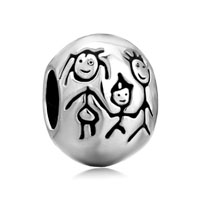 European Beads - ball shape with family silver plated beads charms bracelets Image.