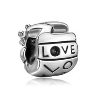 European Beads - words love engraved silver plated european beads Image.