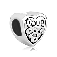 Sterling Silver Jewelry - engraved heart 925 sterling silver love european beads Image.