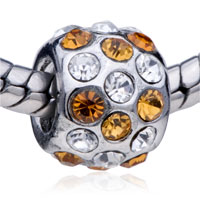 European Beads - round shaped topaz silver plated crystal european beads Image.