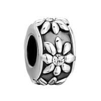  - apr birthstone clear white crystal diamond accent sunflower bead charm Image.