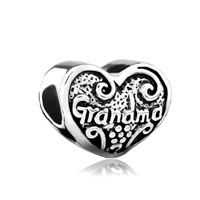 European Beads - heart love grandma fit all brands &amp;  silver plated beads charms bracelets Image.