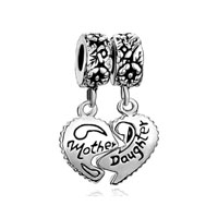 European Beads - mother jewelry heart shape "mother and daughter" love dangle european beads all brands charms bracelets Image.