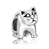 European Beads - cute cat classic silver plated beads charms bracelets Image.