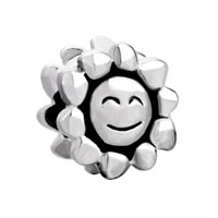 European Beads - smiley sun silver plated beads charms bracelets Image.