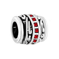 European Beads - red swarovski crystal victorian fit all brands silver plated beads charms bracelets Image.